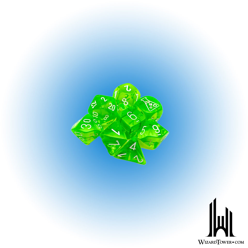 Translucent - 7-Die Set Polyhedral - Rad Green / White